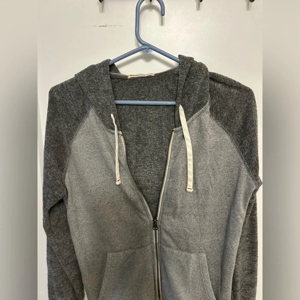 Marine Layer Terry Cloth Reglan Zip-Up Hoodie